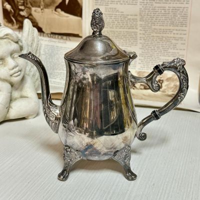 Кофейник на ножках 1 л мельхиор серебрение