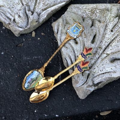 Ложка чайная сувенирная Granna и Canada латунь набор 3 шт.