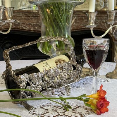 Подставка-держатель для бутылки Гроздья винограда 23 см мельхиор Франция