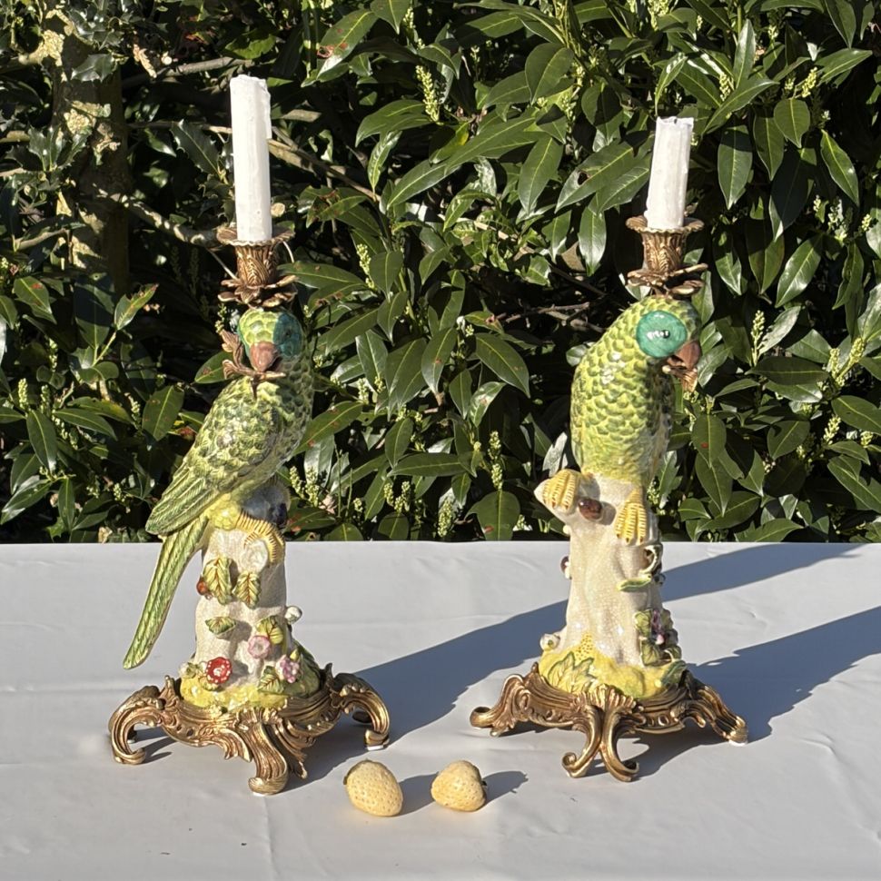 Подсвечник скульптура Попугай 37 см WL 1895 фарфор бронза