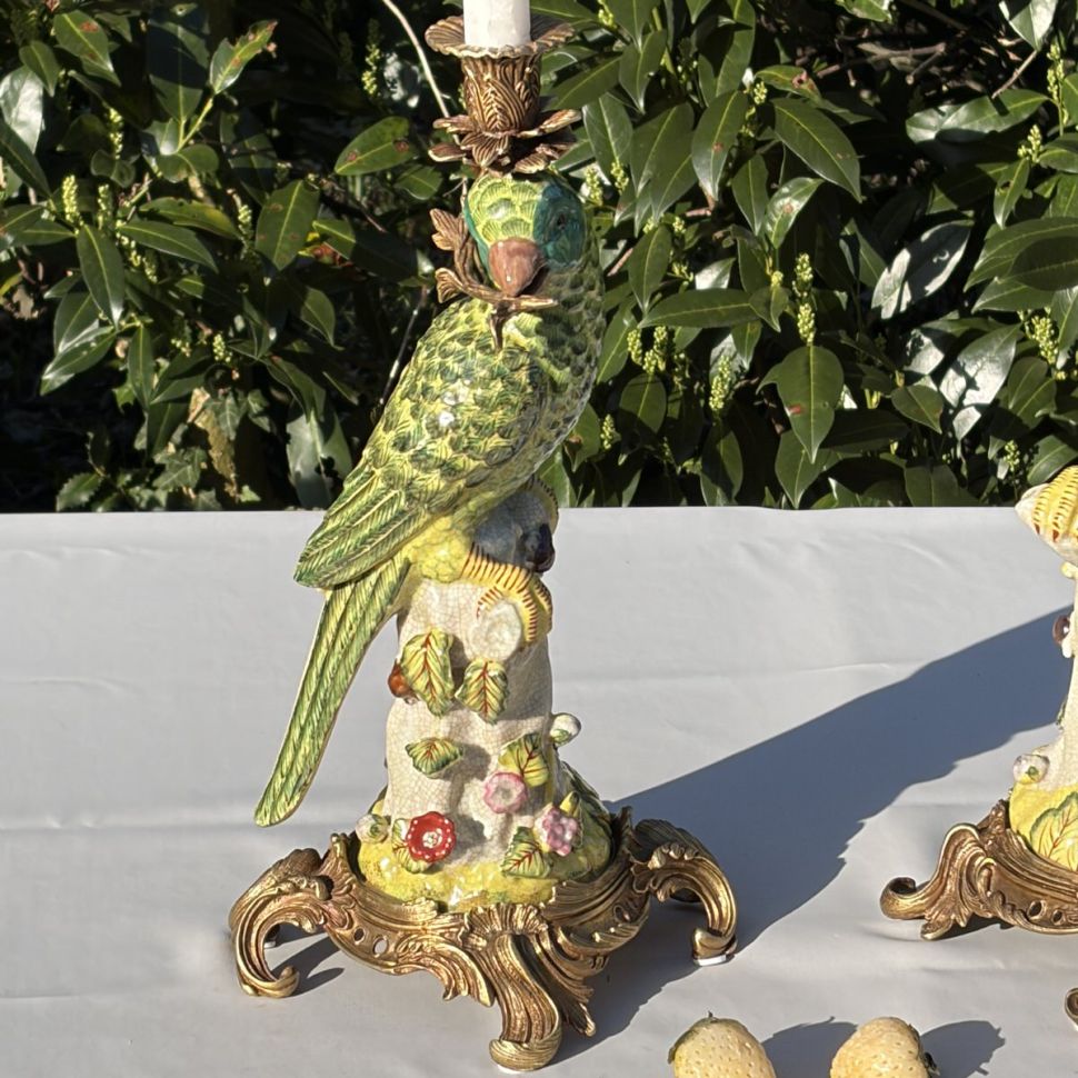 Подсвечник скульптура Попугай 37 см WL 1895 фарфор бронза