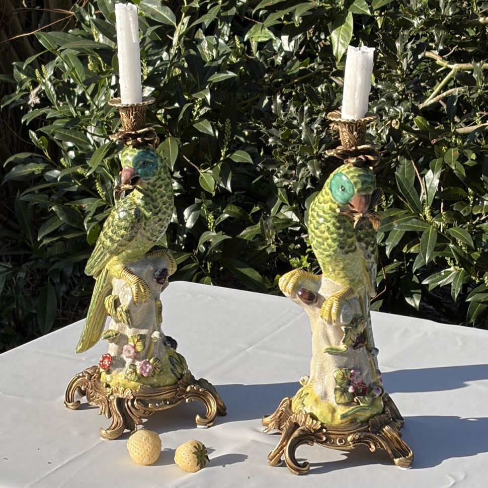 Подсвечник скульптура Попугай 37 см WL 1895 фарфор бронза