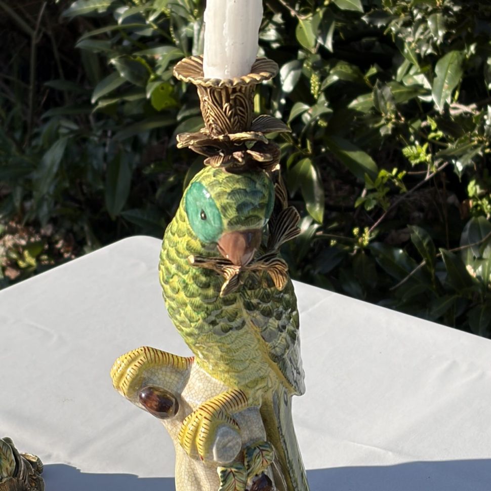 Подсвечник скульптура Попугай 37 см WL 1895 фарфор бронза