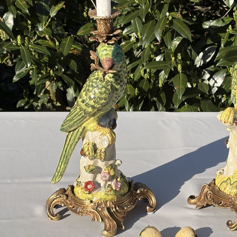Подсвечник скульптура Попугай 37 см WL 1895 фарфор бронза