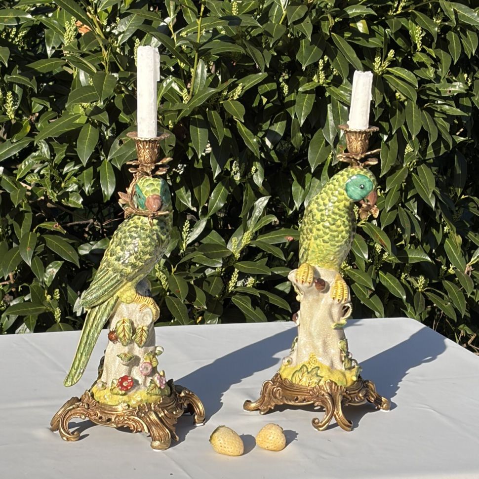 Подсвечник скульптура Попугай 37 см WL 1895 фарфор бронза
