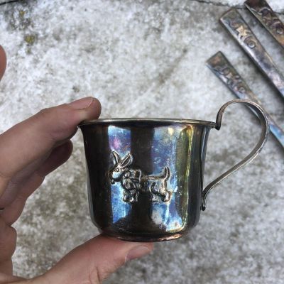 Кружка Детская Щенок 100 мл мельхиор патина с гравировкой Eva