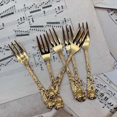 Вилка Justinus Solingen Хильдесхаймская роза 24 K позолота 13 см Германия