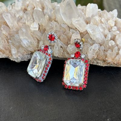 Серьги авторская работа 5 см кристаллы латунь Нидерланды