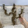 Подсвечник настенный 37 см Франция латунь   