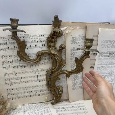 Подсвечник настенный 37 см Франция латунь   