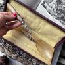 Ложка и вилка сервировочные набор 29 см бакелит мельхиор