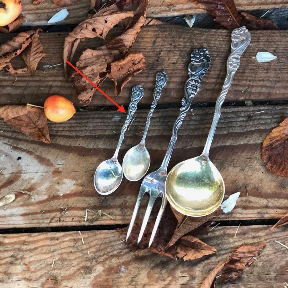 Ложка кофейная Цветы 10 см мельхиор