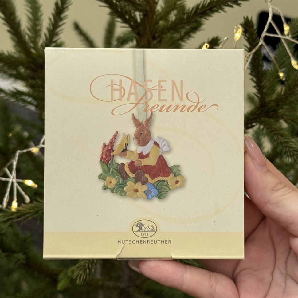 Подвес Hutschenreuther Hasen Lreunde 8 см бисквитный фарфор Германия             