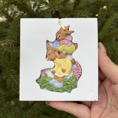 Подвес Hutschenreuther Hasen Lreunde 8 см бисквитный фарфор Германия             