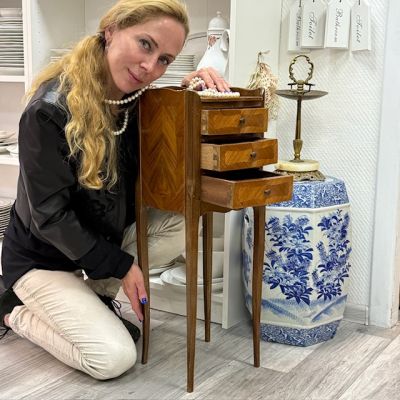 Тумбочка столик Паркетри 73 см Франция 1870 гг 