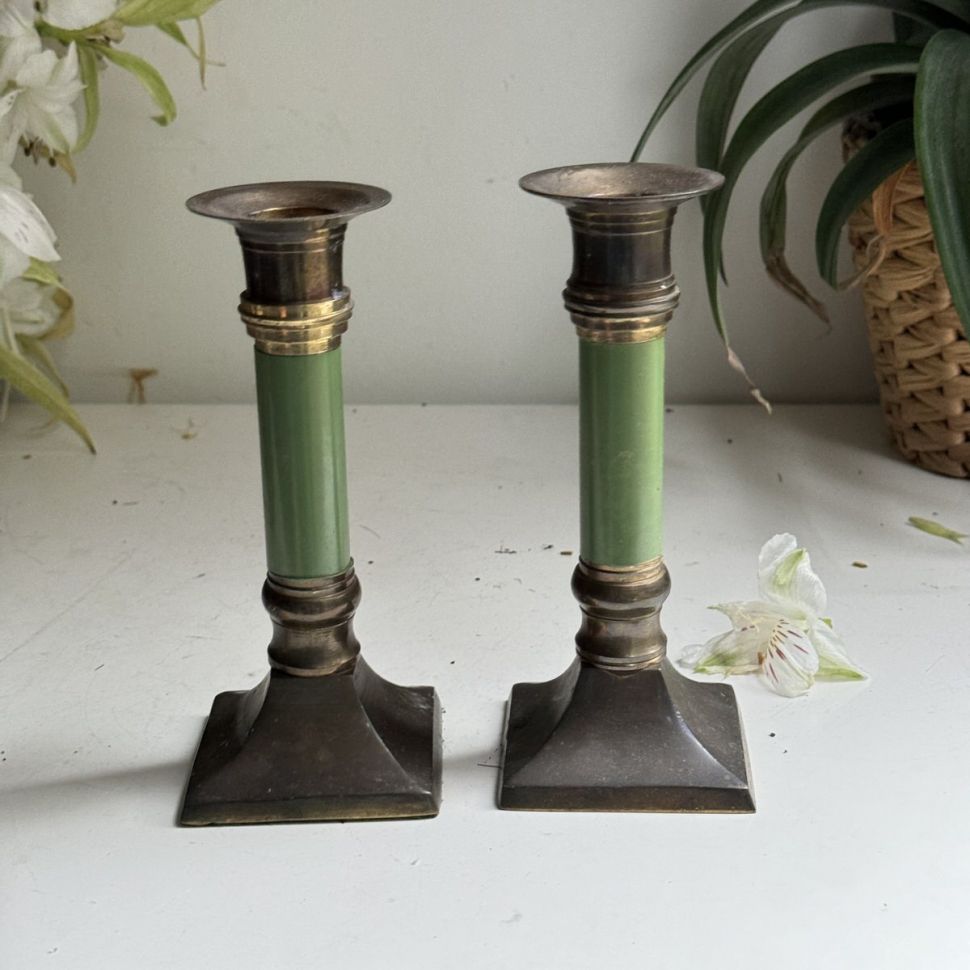 Подсвечник на квадратном основании 15 см бронза бакелит