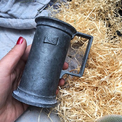Мерная старинная кружа 1/4 л. олово