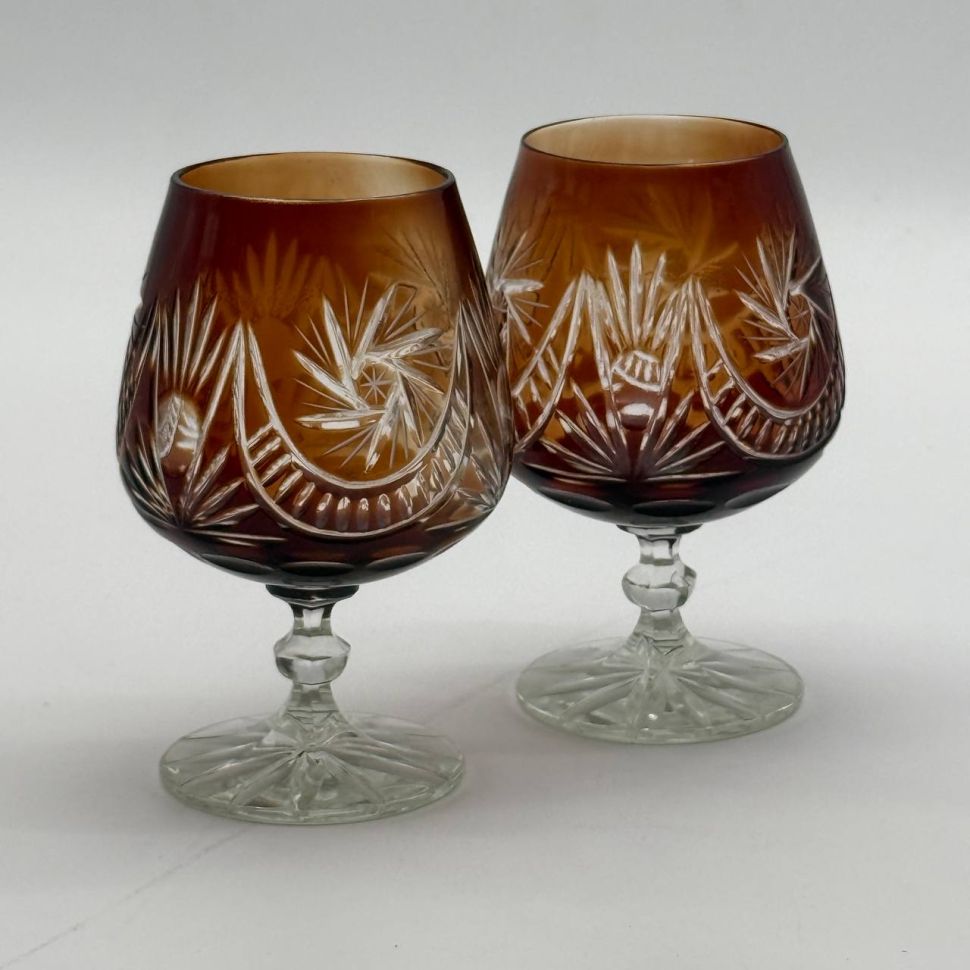 Бокал для коньяка 250 мл коричневый накладной хрусталь Германия