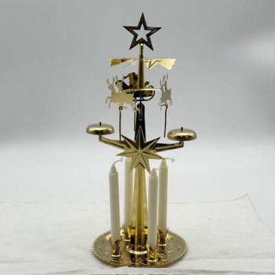 Подсвечник новогодний мобиль Олени 30 см золотые