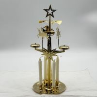 Подсвечник новогодний мобиль Олени 30 см золотые