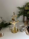 Подсвечник новогодний мобиль Олени 30 см золотые