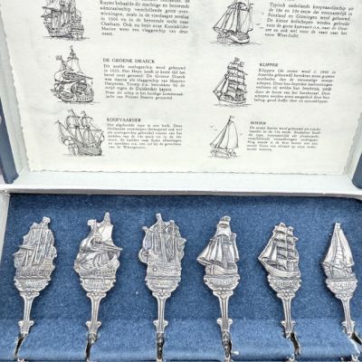 Ложка кофейная набор 6 шт. Голландские корабли 11 см серебрение Голландия