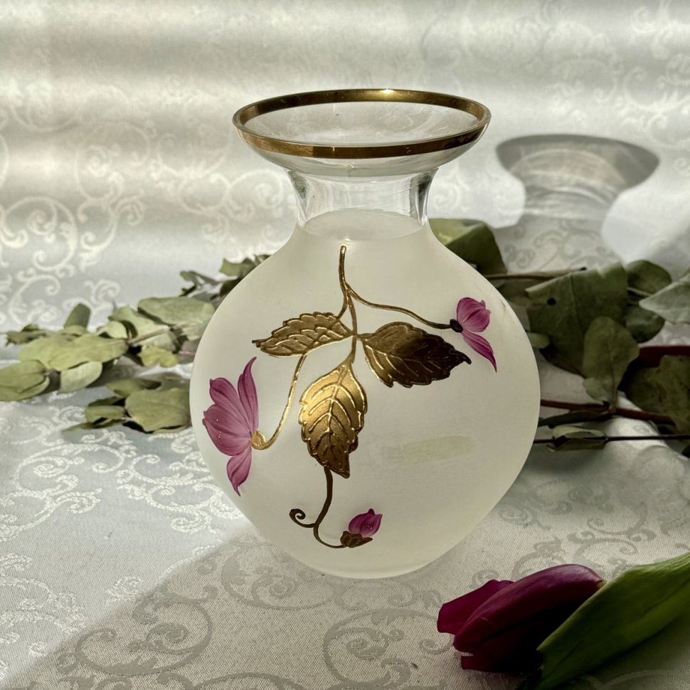 Ваза 15 см хрустальное стекло ручная роспись