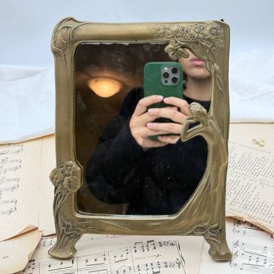 Зеркало настольное Арнуво 26х20 см латунь