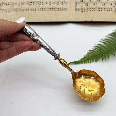 Ложка ситечко Минерва 18 см серебро позолота Франция 