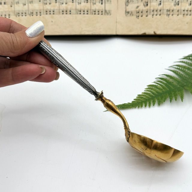 Ложка ситечко Минерва 18 см серебро позолота Франция