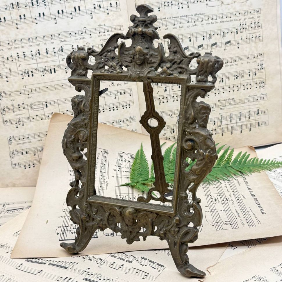 Рамка под фотографию зеркало Арнуво 29х18 см латунь