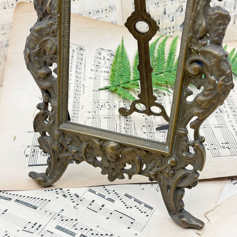 Рамка под фотографию зеркало Арнуво 29х18 см латунь