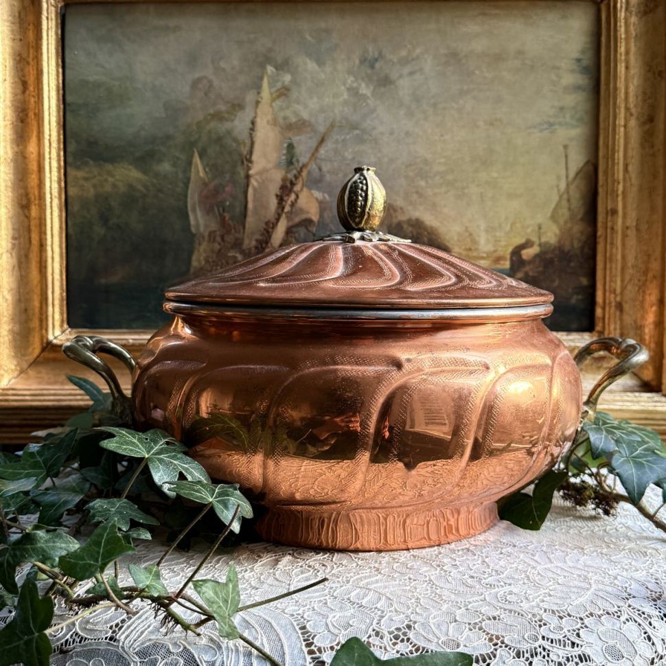 Супница террин 5 л Франция медь латунь