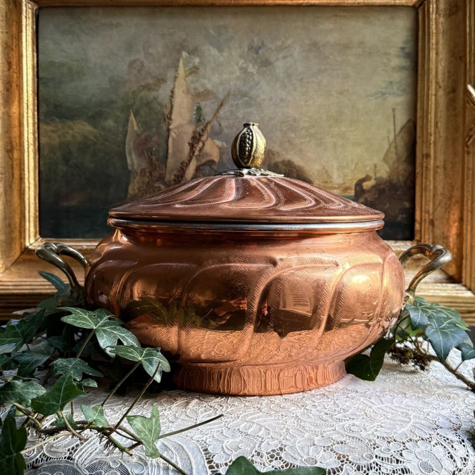 Супница террин 5 л Франция медь латунь