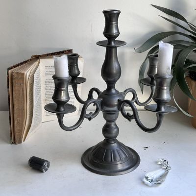 Подсвечник канделябр на пять свечей олово