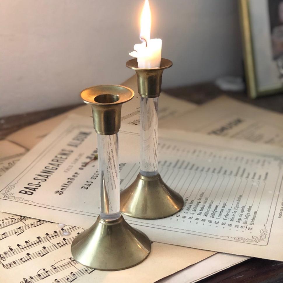 Подсвечник на одну свечу латунь стекло
