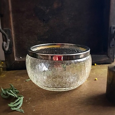 Сахарница розетка стекло кракелюр мельхиор