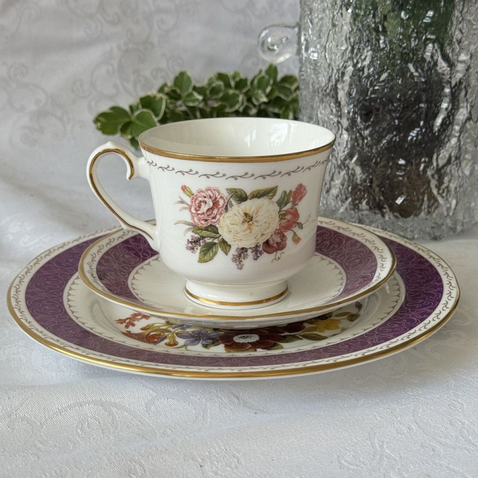 Чайная тройка Franklin Mint 1991 Юбилей Челси Damask rose 250 мл Англия