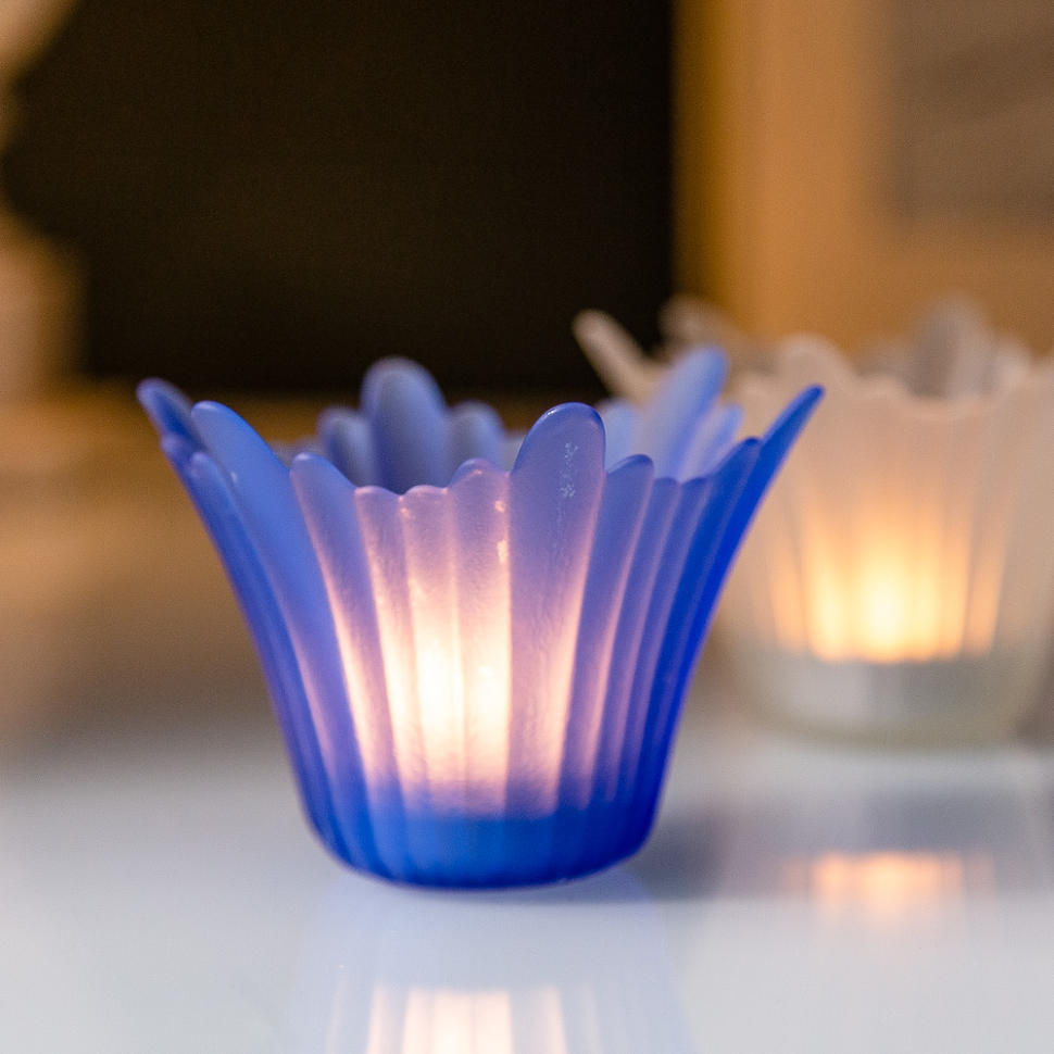 Подсвечник 11 см синий матовый хрусталь
