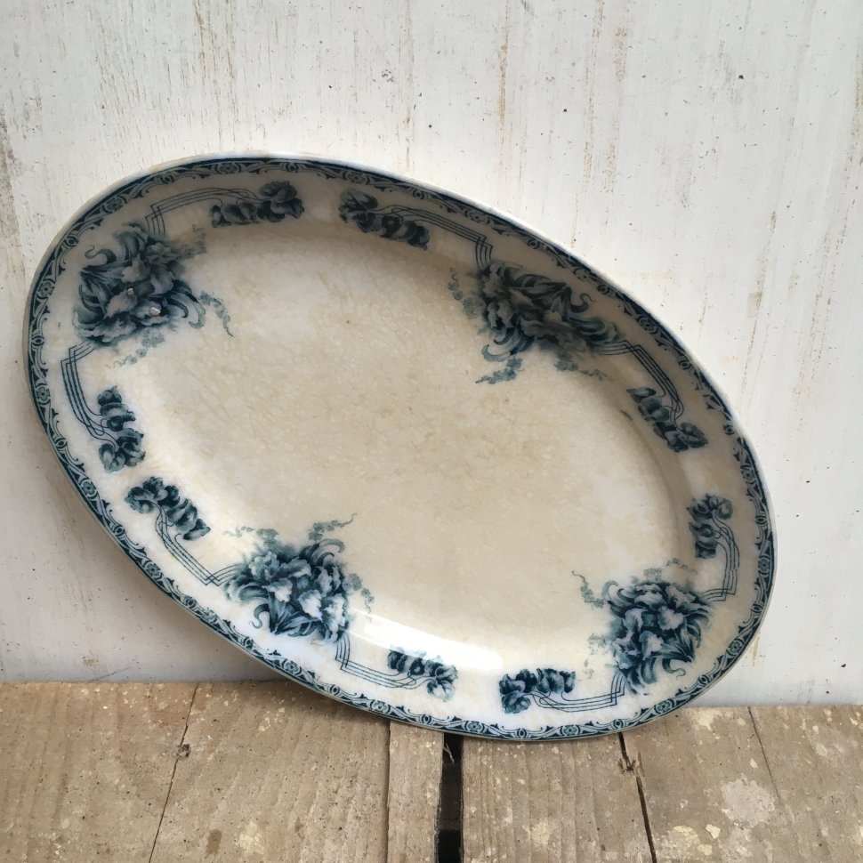 Блюдо овальное среднее Göta, Göteborg начало 20 века, Швеция, пожелтевшее