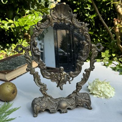 Зеркало настольное в стиле Барокко 34 см бронза Франция 