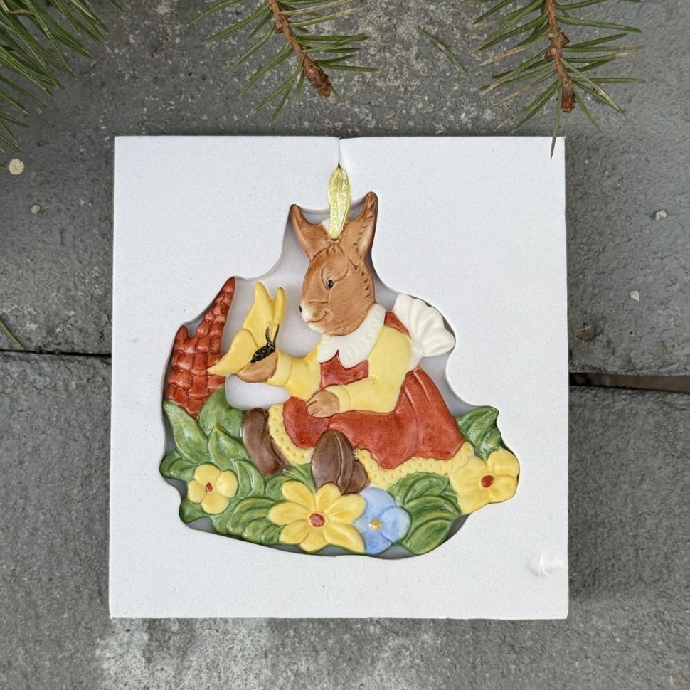 Подвес Hutschenreuther Hasen Lreunde 8 см бисквитный фарфор Германия              