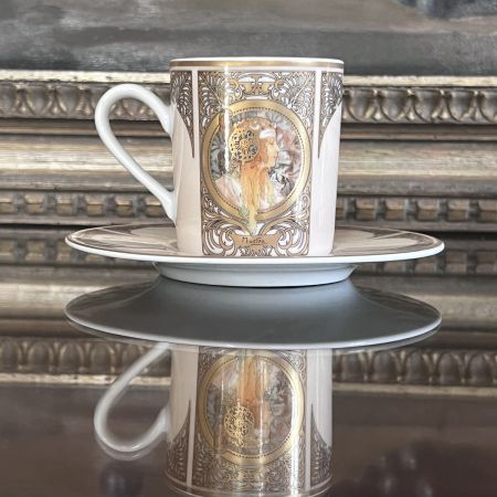 Кофейная пара Goebel Blonde Mucha 100 мл фарфор Германия 