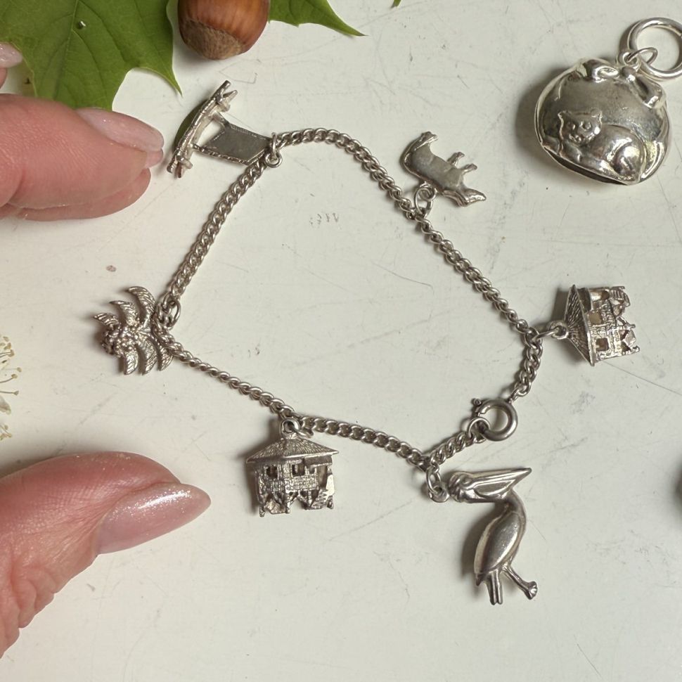 Браслет цепочка с подвесами 17 см серебро для девочки 