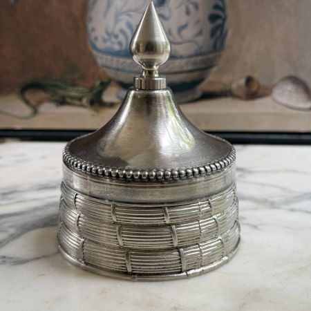 Шкатулка круглая 9 см серебрение