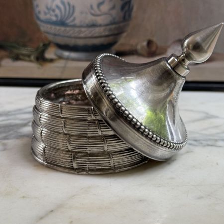 Шкатулка круглая 9 см серебрение