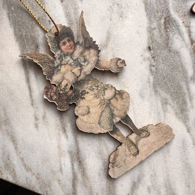 Подвес новогодний 9 см Ангел дерево