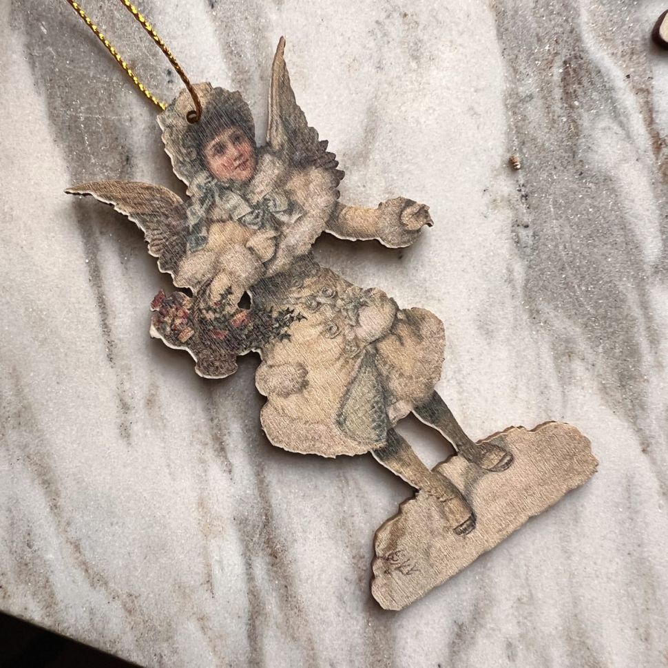 Подвес новогодний 9 см Ангел дерево