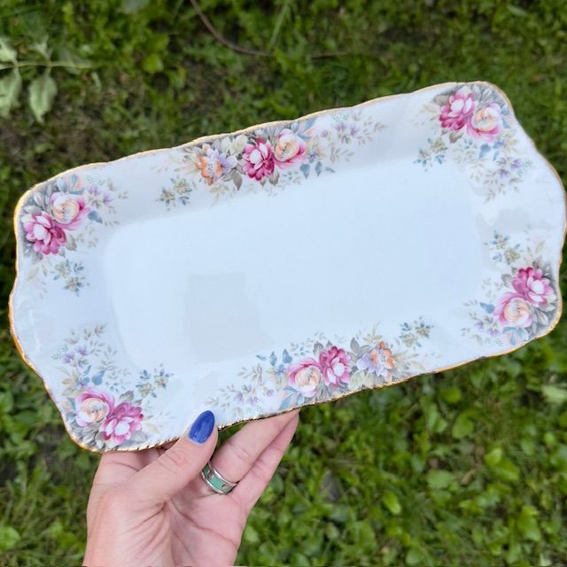 Поднос блюдо для кекса Queen Anne Summer Rose 30 см Англия