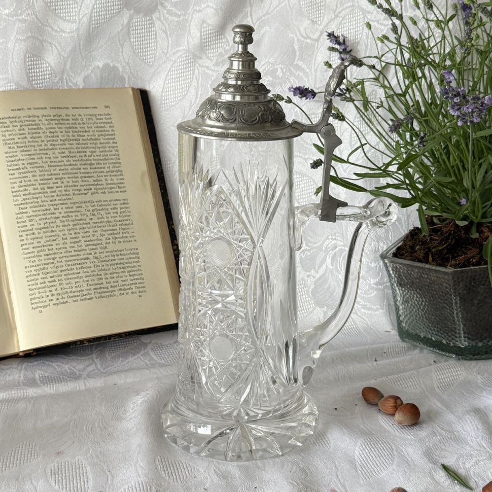 Кружка пивная 1 л хрусталь олово Германия